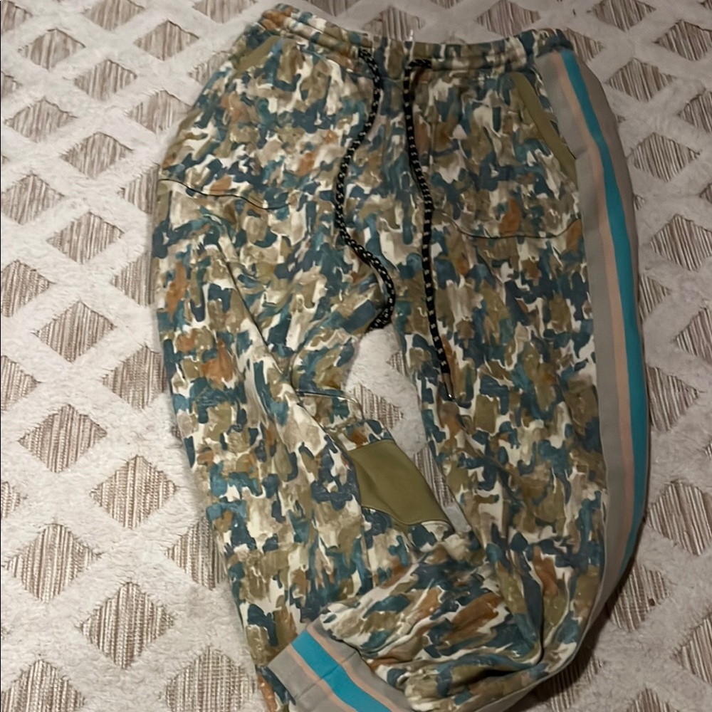 Camouflage Jogger Pants with Side Stripes